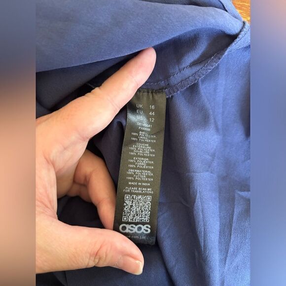 ASOS Navy lace sheer floral long sleeve long dress  cutout back size 12 - Picture 4 of 13